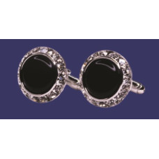 Black / Silver Round Cufflinks