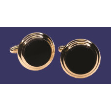 Round Black Cuff Link.  Available in Silver and Gold